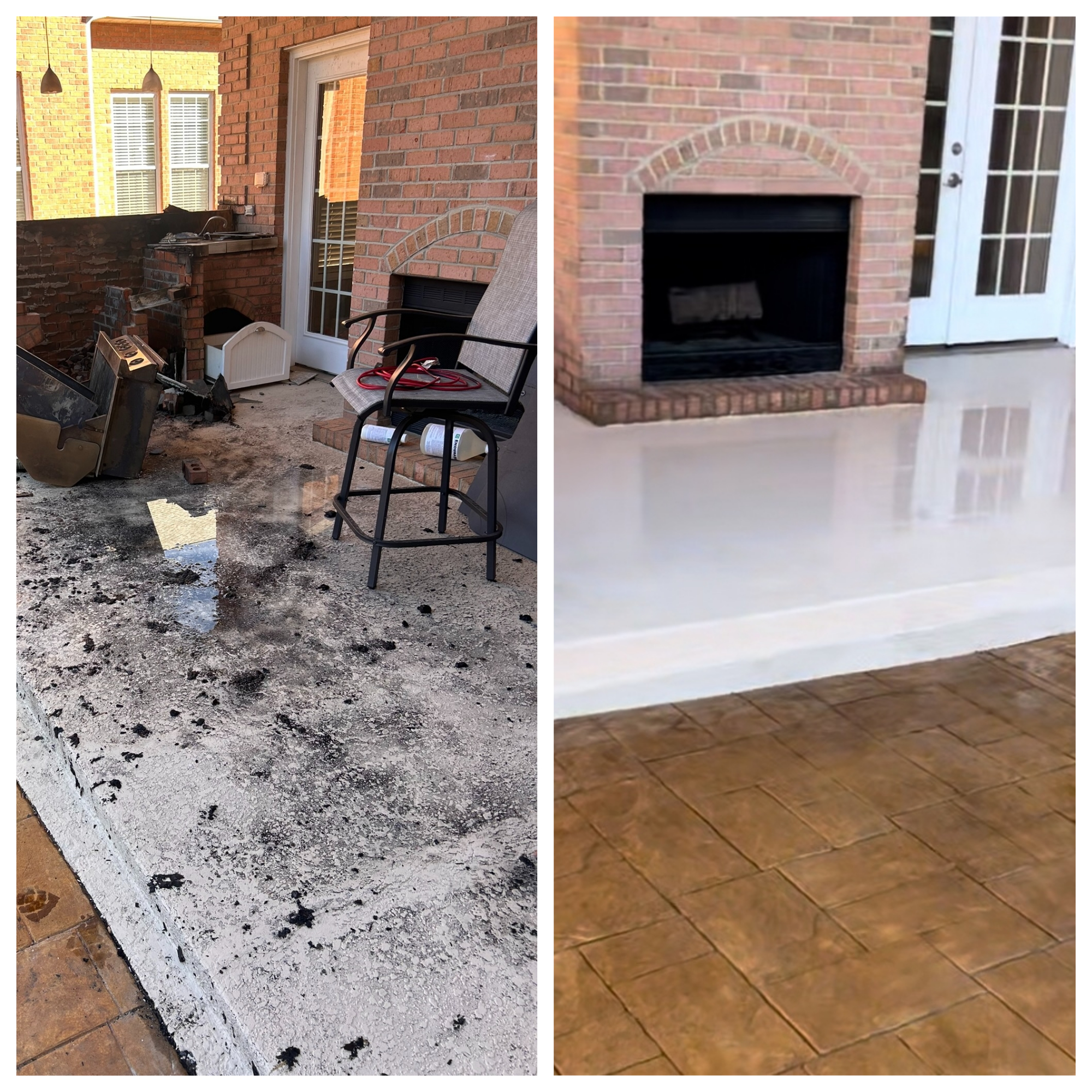Fire Restoration Clean Up and Sidewalk Cleaning for this McDonough, GA Homeowner